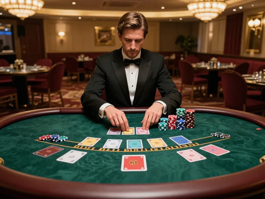 MEGA888 AI blackjack player making strategic bets at an upscale casino table.