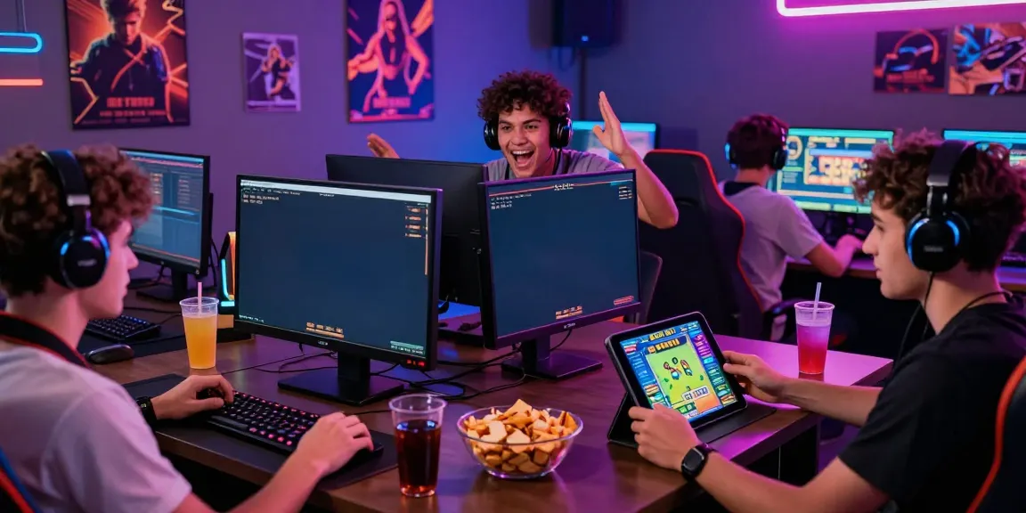 Engaged players celebrating their wins while playing SLOT TOTO games in a vibrant online gaming atmosphere.