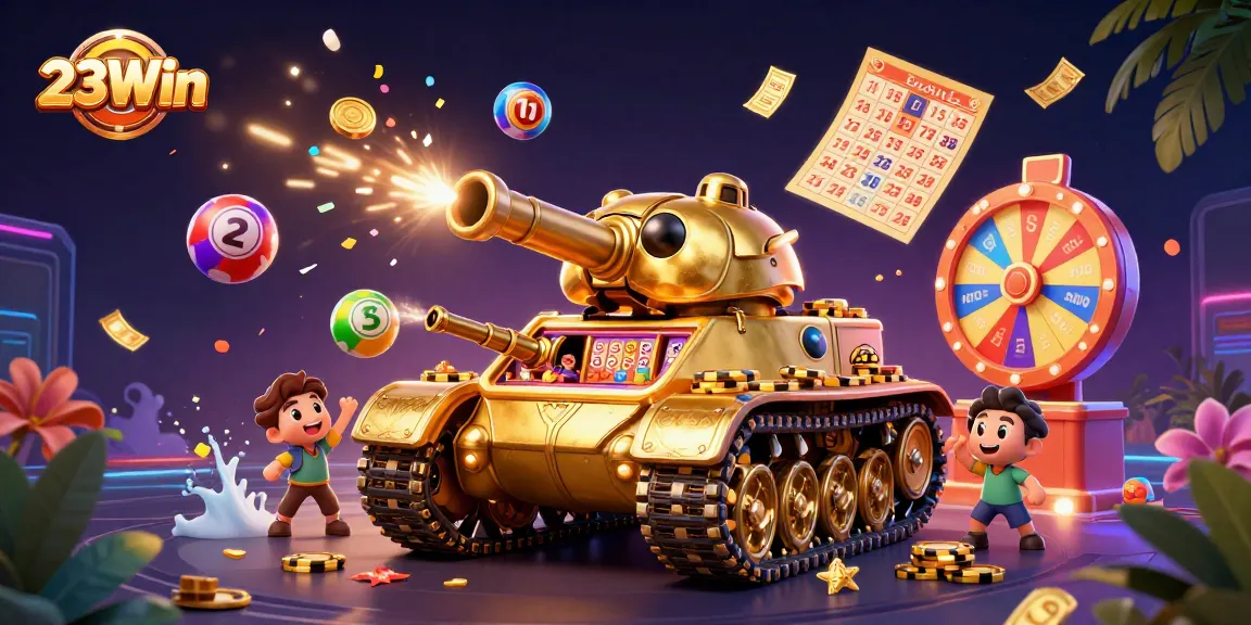 Experience the vibrant thrill of 23Win with a golden beetle tank casino bursting with excitement and tiny gamers.