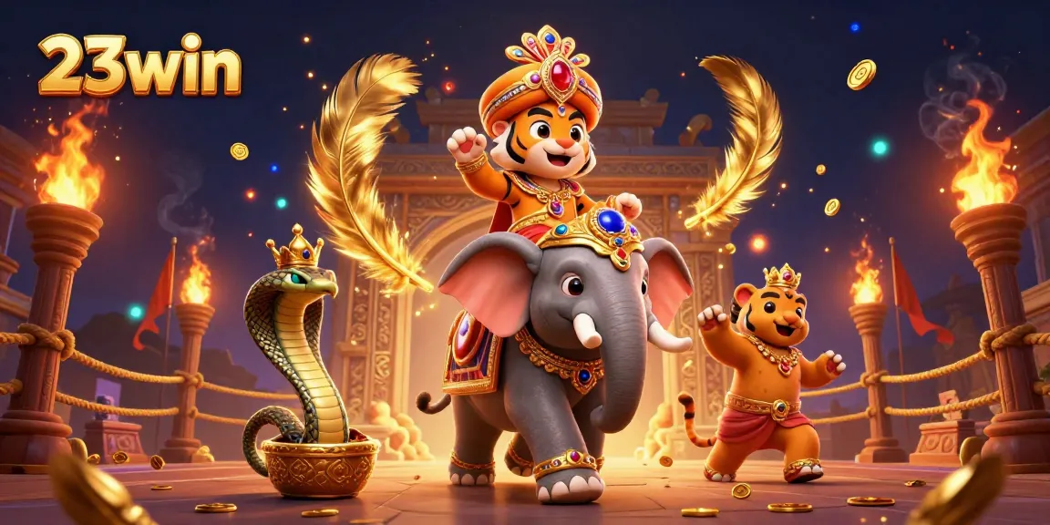 Experience the thrill of 23win with vibrant casino elements and engaging characters in an immersive 3D scene.