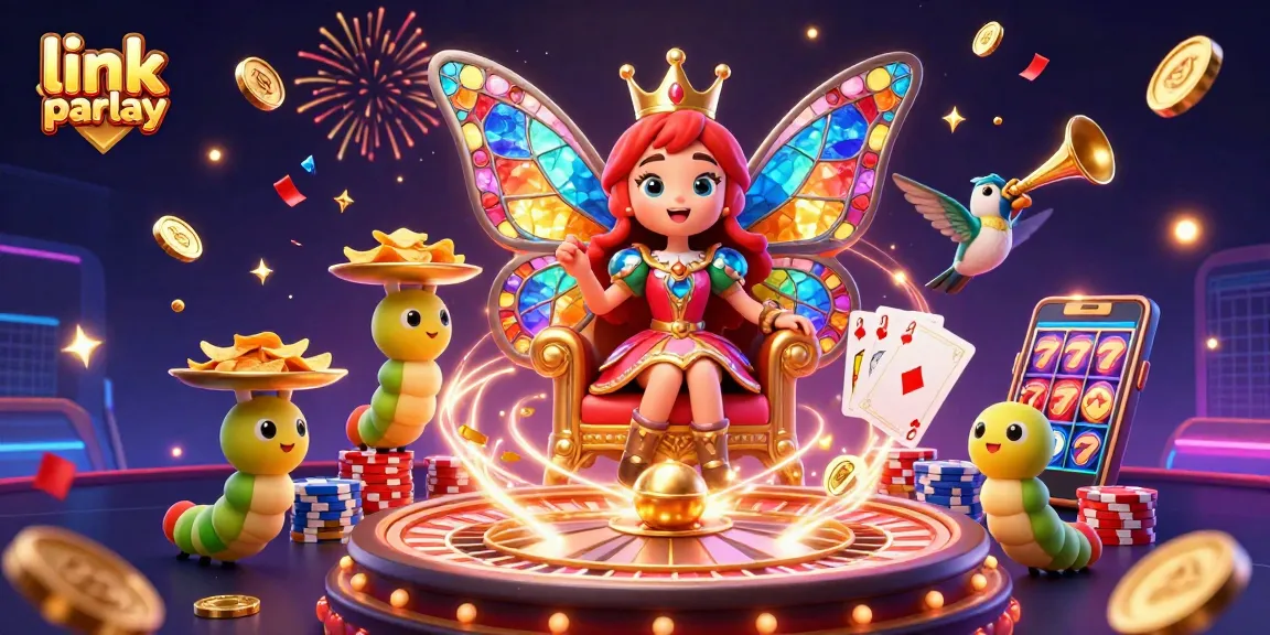 Bettors explore link parlay action with a vibrant 3D casino illustration featuring colorful game elements.
