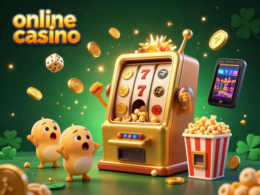 Experience thrilling moments at an online casino with vibrant slot machines and a jackpot celebration scene.