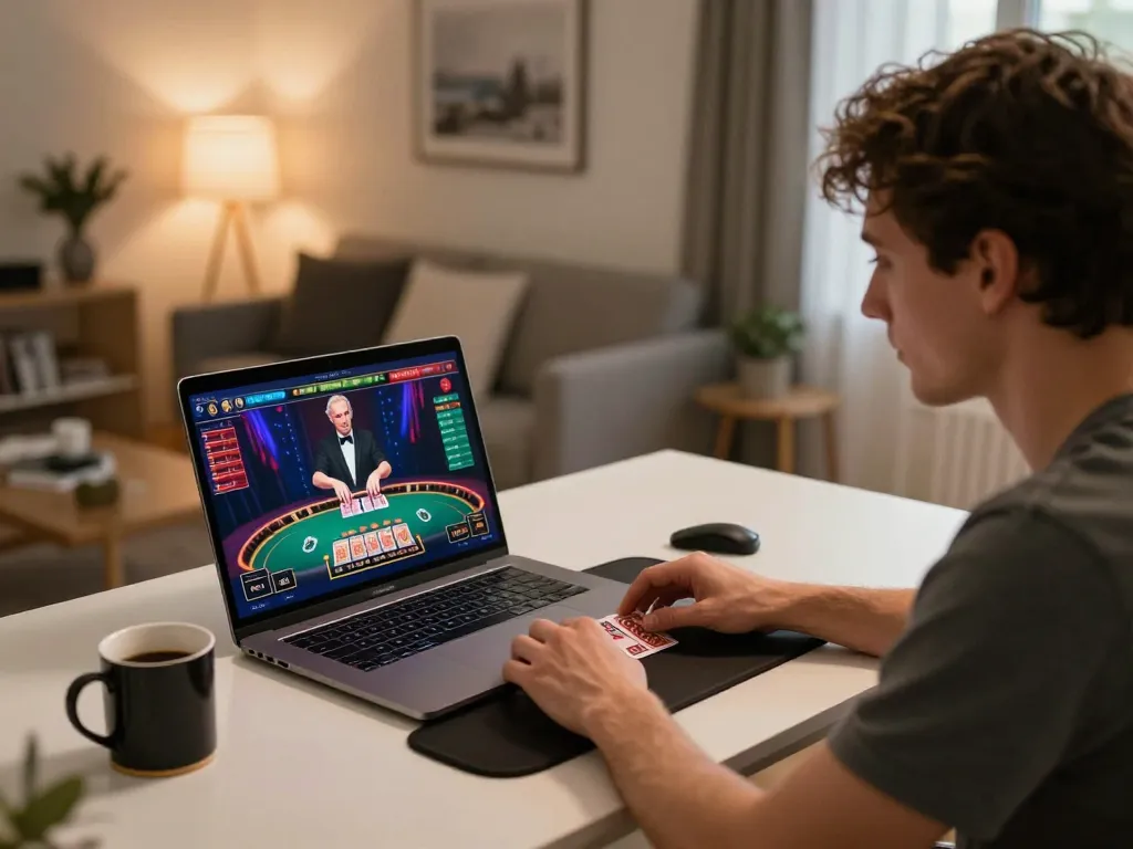 Player actively engaging in a live dealer game on nhà cái 98win, showcasing online gambling excitement