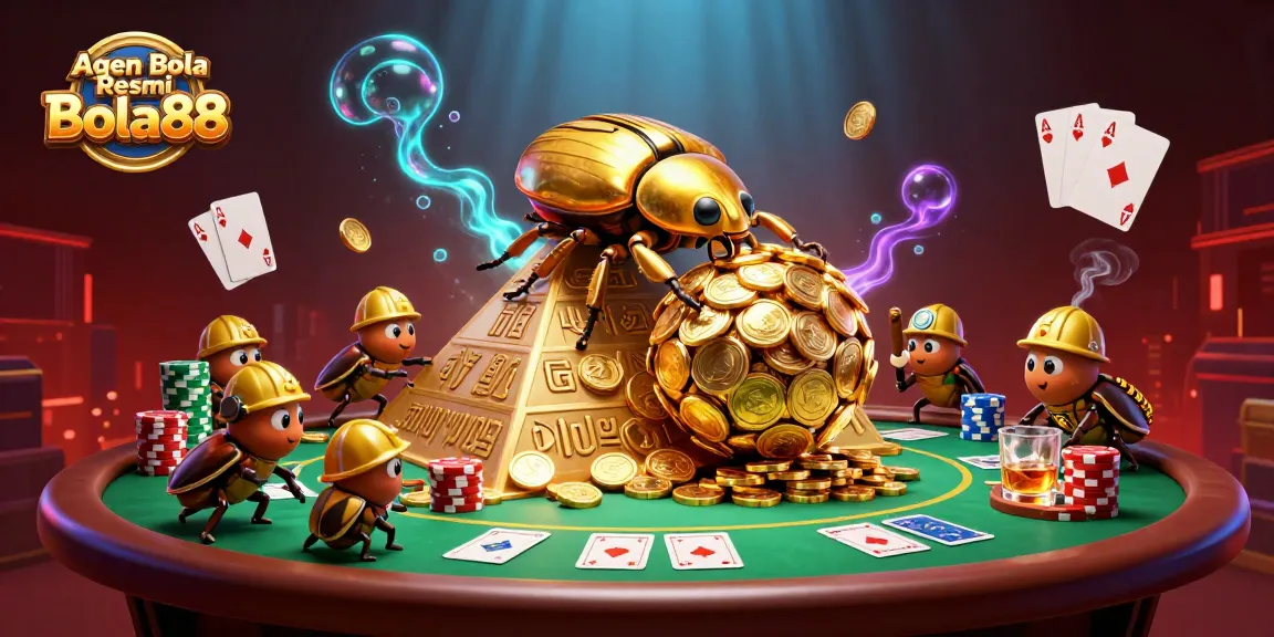 Experience the thrill of Agen Bola Resmi Bola88 with vibrant casino-themed 3D illustration.