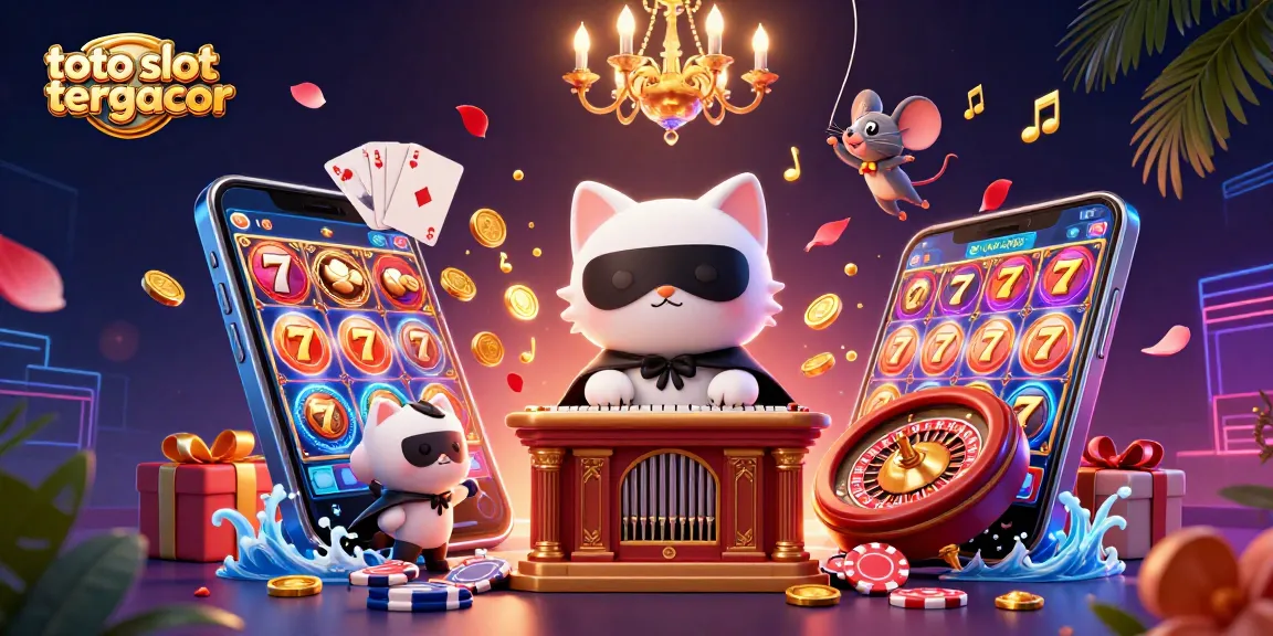 Engage in thrilling action at toto slot tergacor with vibrant casino-themed 3D illustration full of game elements.