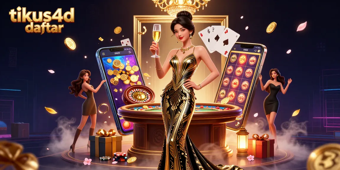 Experience the excitement of tikus4d daftar with a glamorous scene of a lady enjoying casino games and winning rewards.