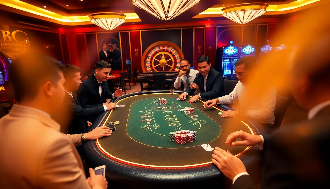 SODO CASINO 66 players intensely betting at a luxurious poker table with chips and cards.