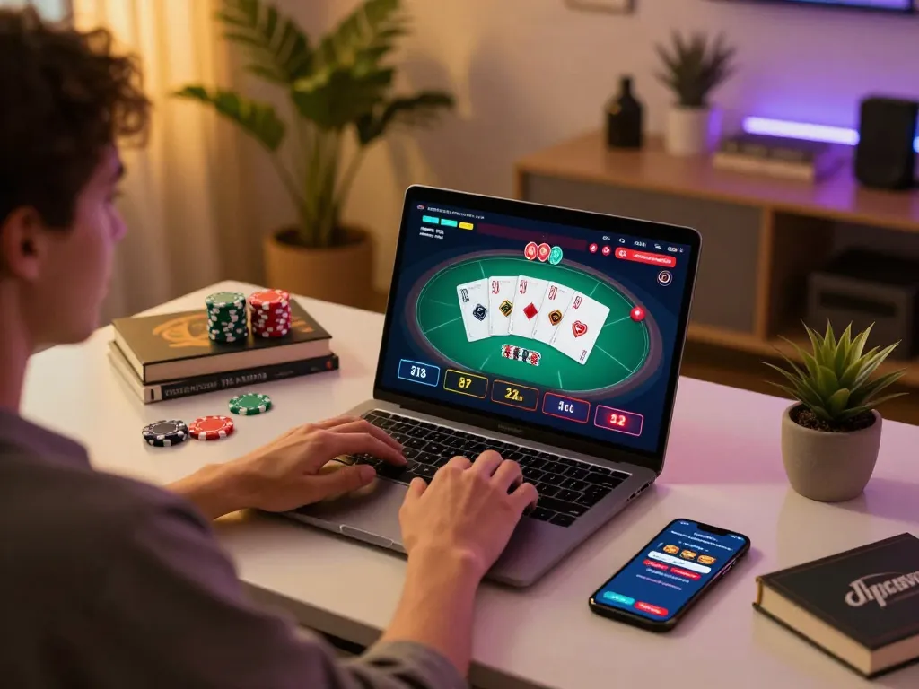 Playing poker at sc88 online casino with vibrant interface and engaged atmosphere