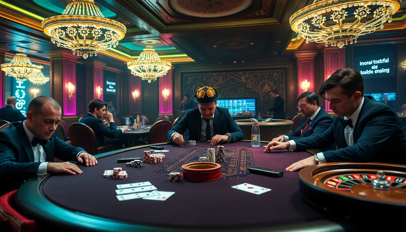 The hidden wiki dark web serves as a backdrop to an exciting casino scene filled with poker tables and roulette wheels.