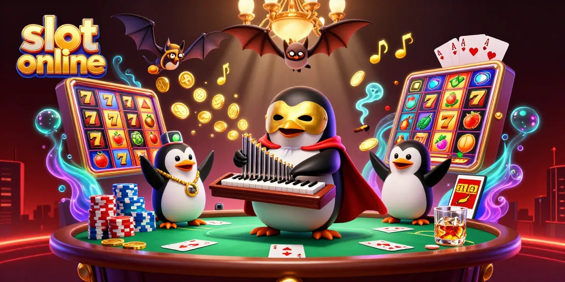 Menciptakan suasana slot online yang meriah dengan karakter lucu dan mesin slot yang menggoda.