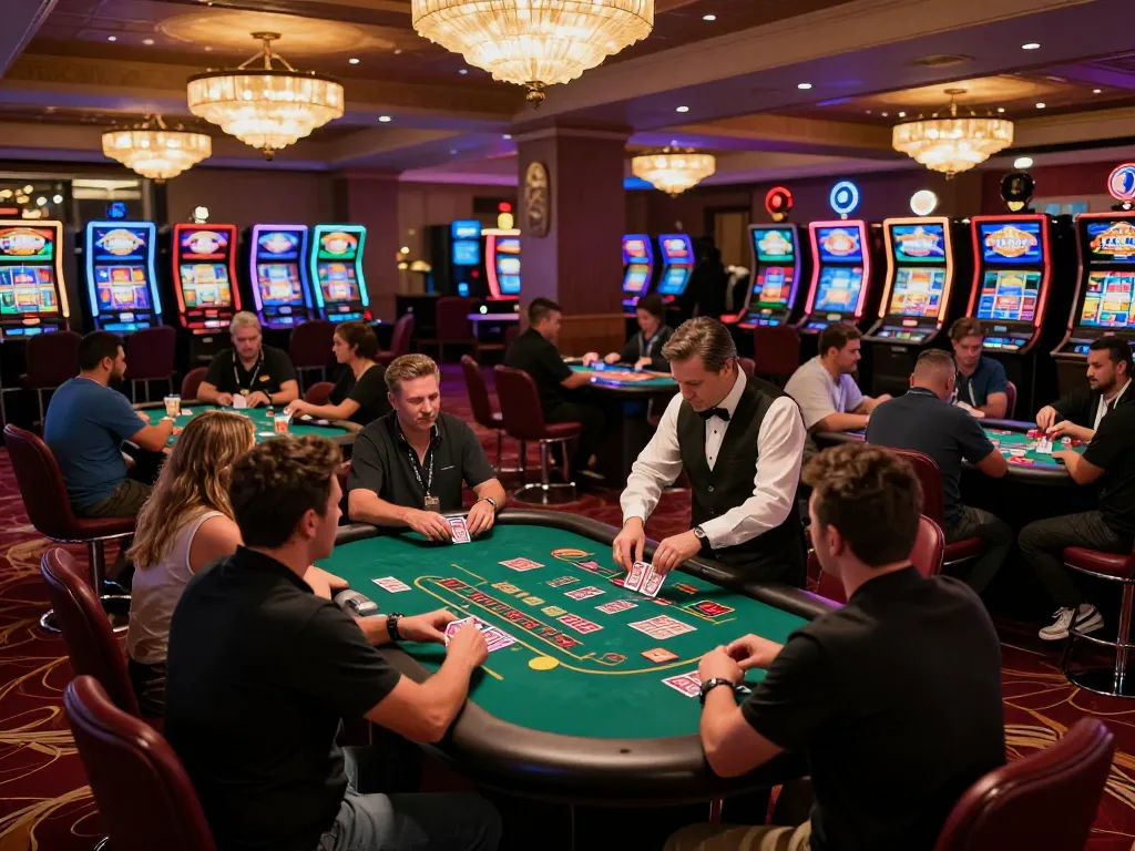 Các người chơi B52club tham gia trò chơi blackjack đầy thú vị với nền casino sống động.