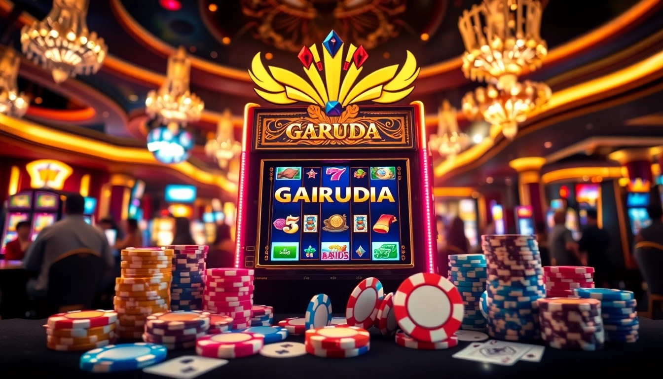 Engaging view of Garuda Slot machine amidst vibrant casino gaming atmosphere.