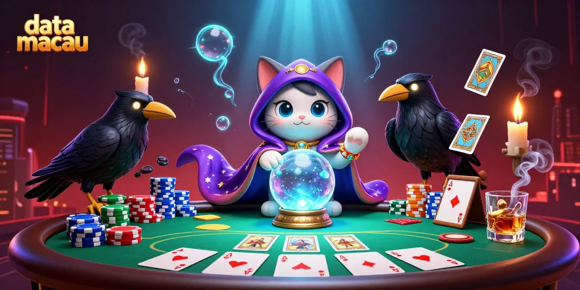 Melihat hasil DATA MACAU hari ini dengan kartu poker dan karakter mistis dalam ilustrasi menawan.