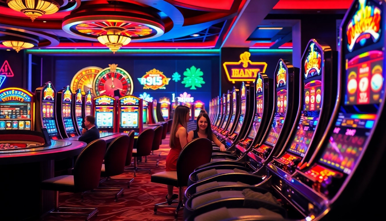 Players enjoying the excitement of slot gacor machines in a luxurious casino environment.