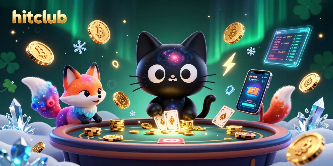 Join the hitclub cosmic casino experience with a black hole cat pulling in golden chips and NFTs!