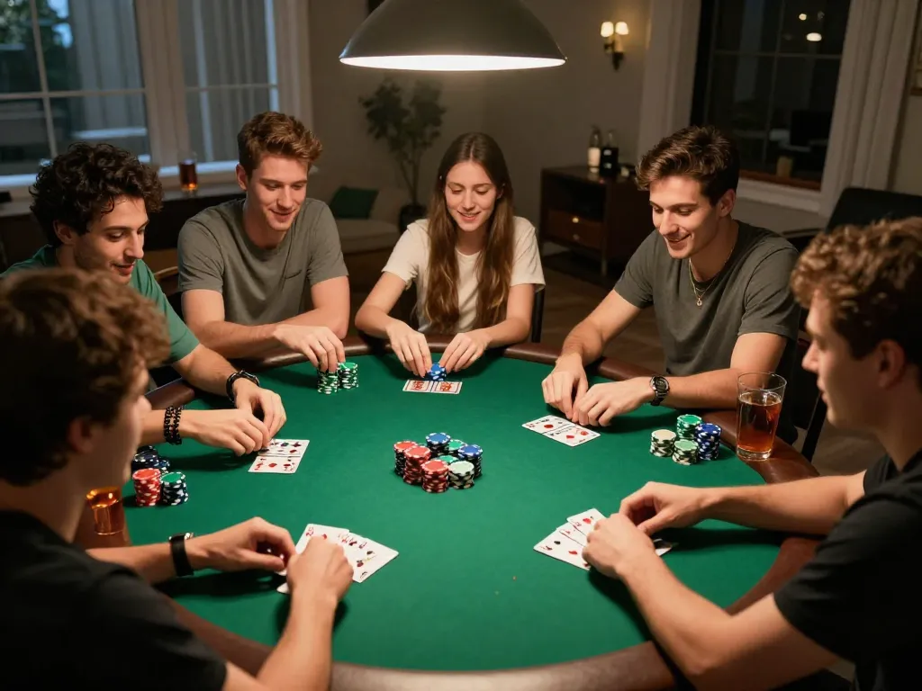 Enjoying a thrilling poker night with aman788 strategies and colorful chips on the table.