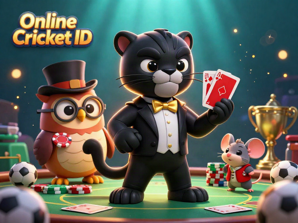 Engage in cricket betting seamlessly with a verified Online Cricket ID, represented by cartoon art.