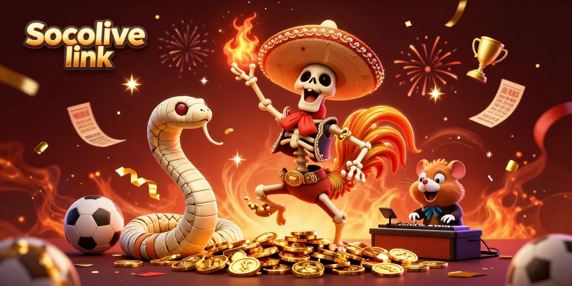 Socolive link showcasing dynamic football betting scene with vibrant characters celebrating.