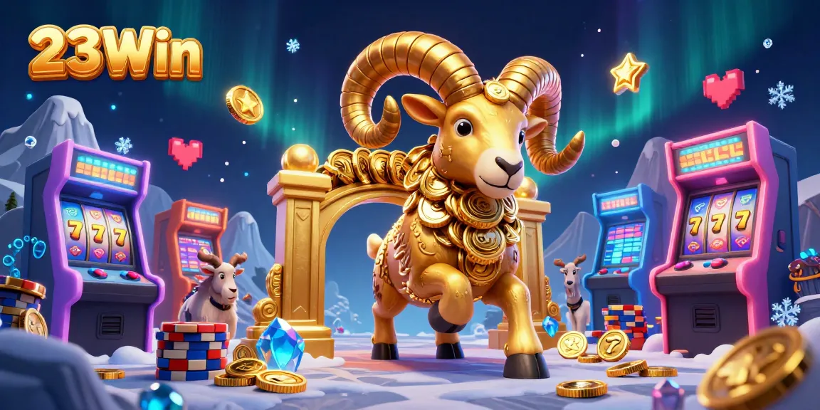 Experience exhilarating gameplay at 23Win with a dynamic 3D casino scene filled with detailed slot elements and vibrant characters.