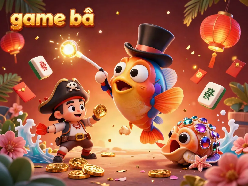 Engage in thrilling game bài experiences surrounded by enchanted sea creatures amidst golden coins and festive decorations.