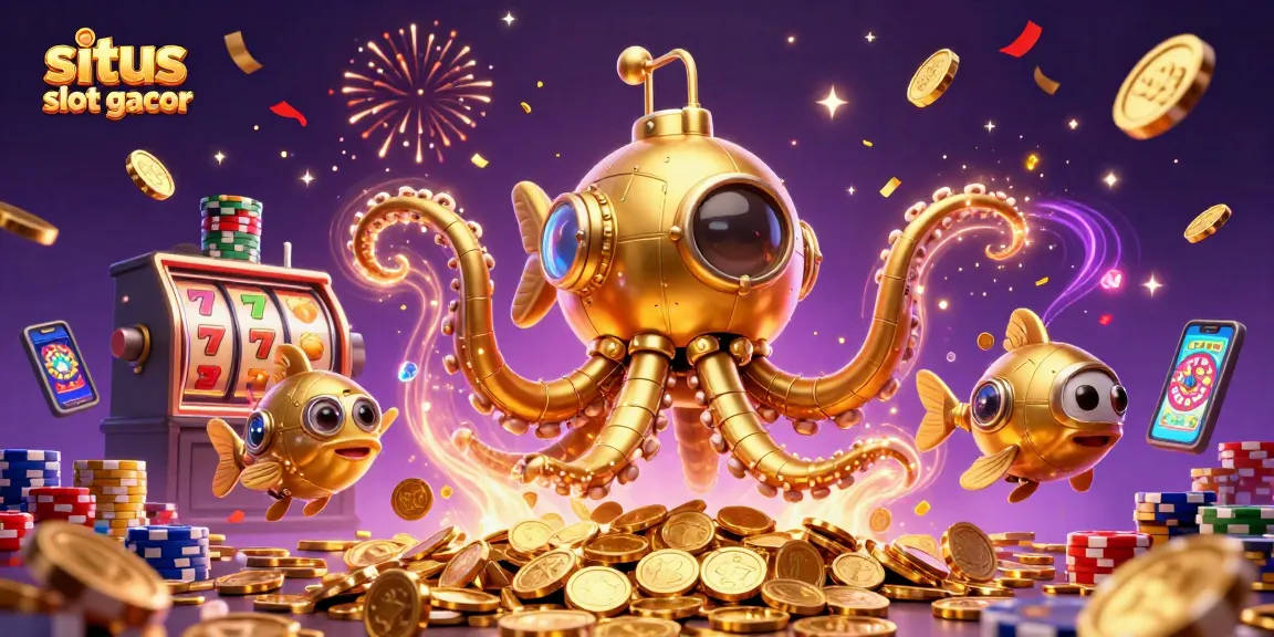 Permainan situs slot gacor dengan karakter kraken yang penuh koin emas dan simbol keberuntungan.