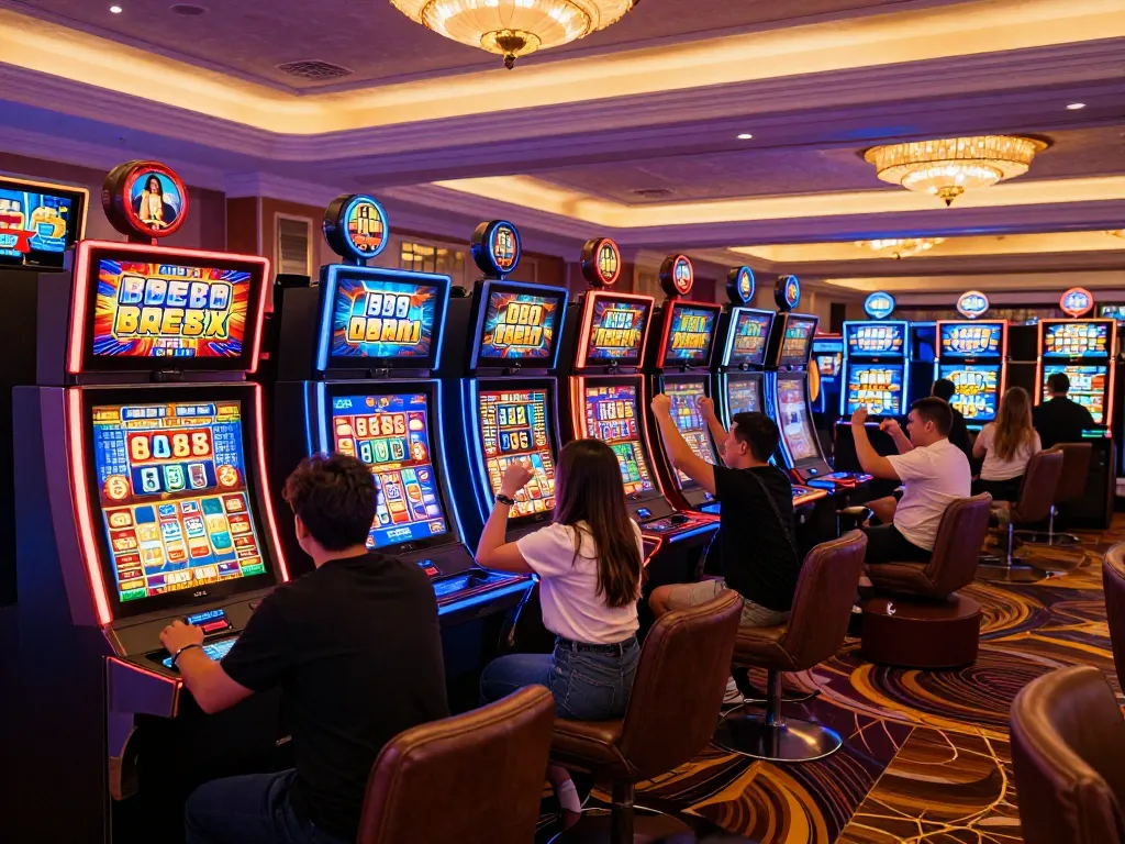 Engaged players enjoying a dynamic 88 slot machine experience in a vibrant casino atmosphere.