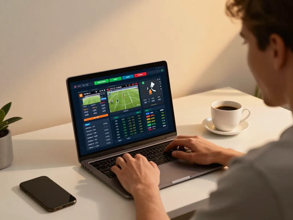 Person engaged in online sports betting on the o8 platform with live odds displayed.