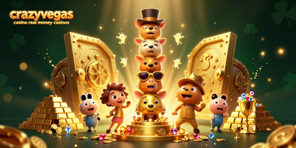 Cascade of excitement at crazyvegas casino real money casinos as the golden totem pole and treasures burst with fortune.