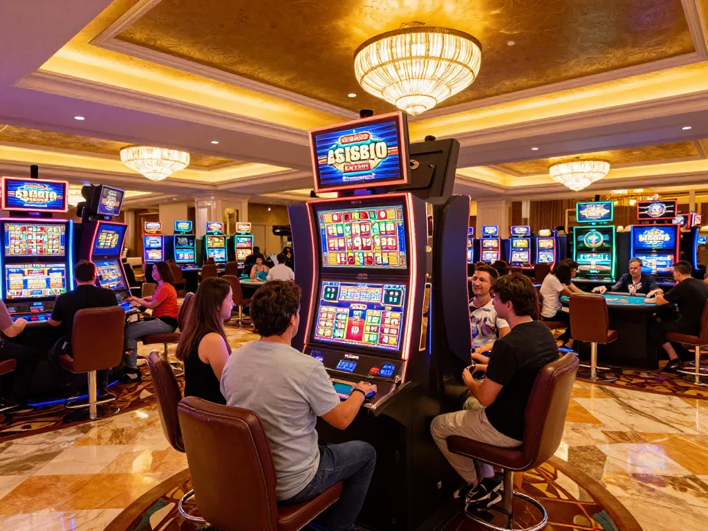 Engaged players enjoying various slot machines in the vibrant playstation-experience casino environment, showcasing excitement and winning potential.