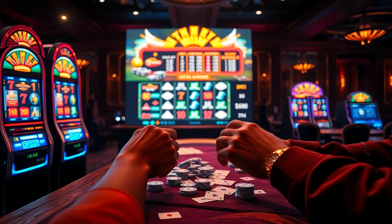 Nổ Hũ Đổi Thưởng captivates players at an exciting casino slot machine, showcasing thrilling gambling action.