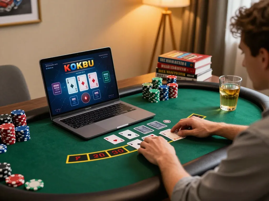 Player enjoying Go 88 live dealer blackjack from home, showcasing engaged gameplay and strategic decisions.