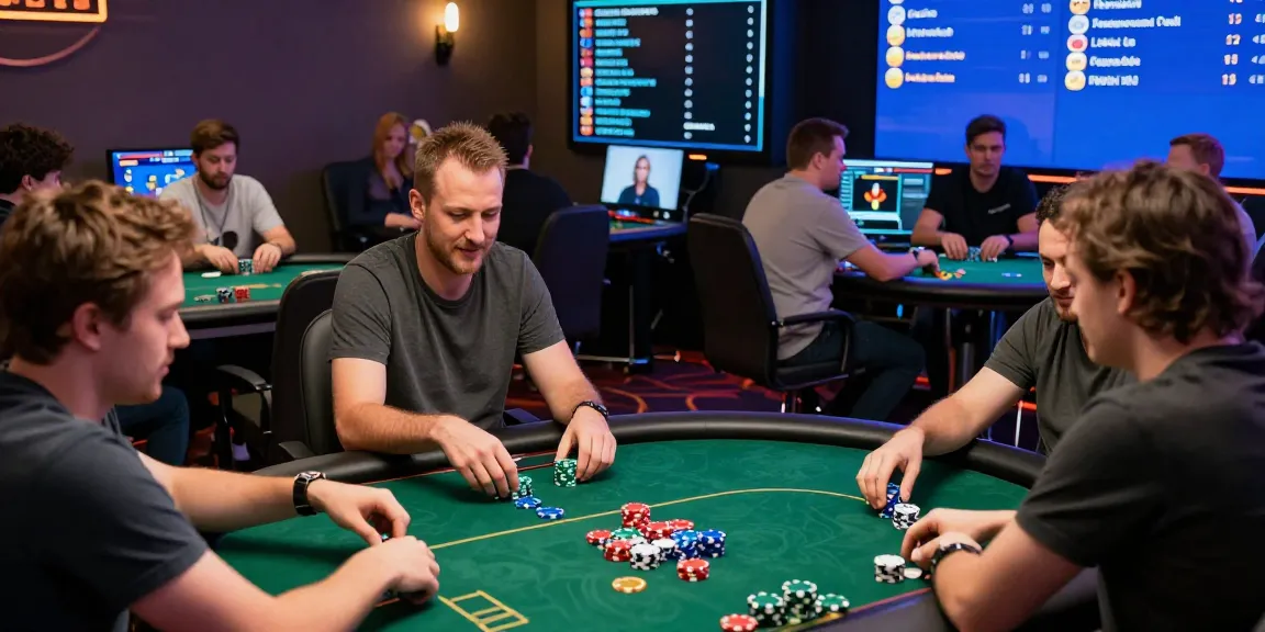 Permainan poker88 online dengan pemain terlibat dan suasana seru di meja virtual.