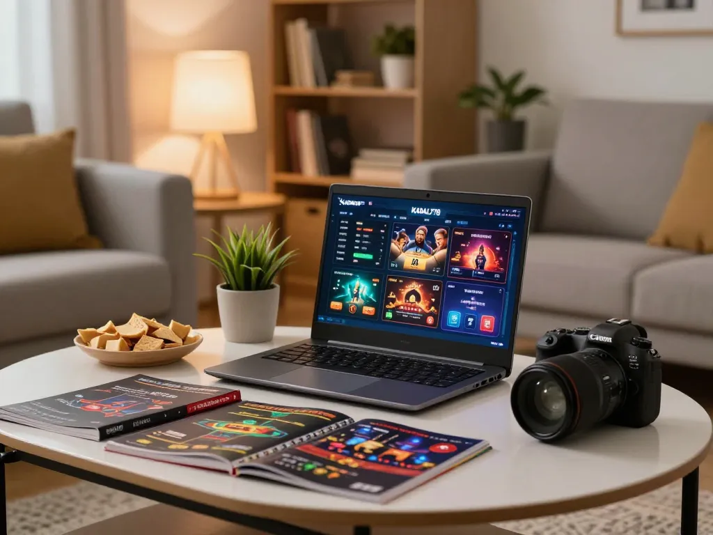KADAL778 player engaged in online gaming with strategy notes and snacks in a cozy home setting.