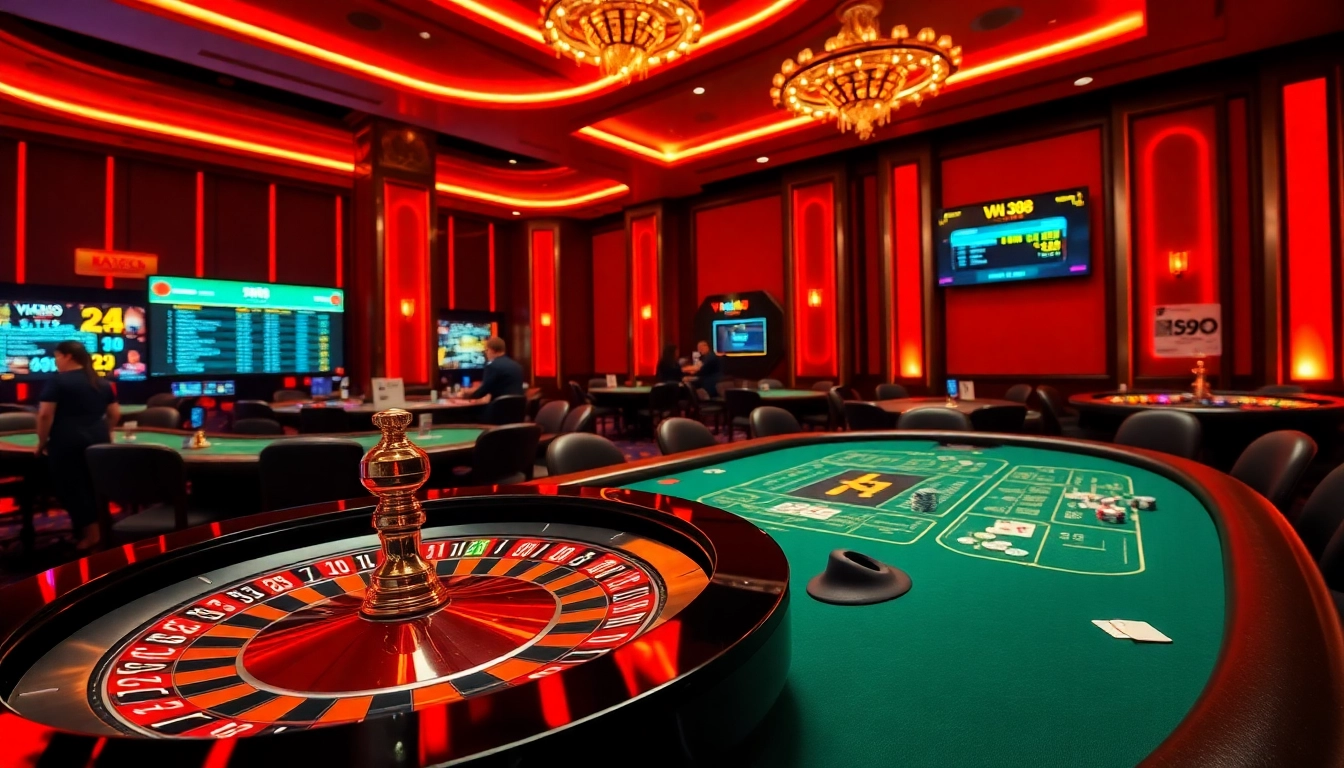Experience the thrill of trang chủ xx88 at a luxurious casino with roulette and poker tables.