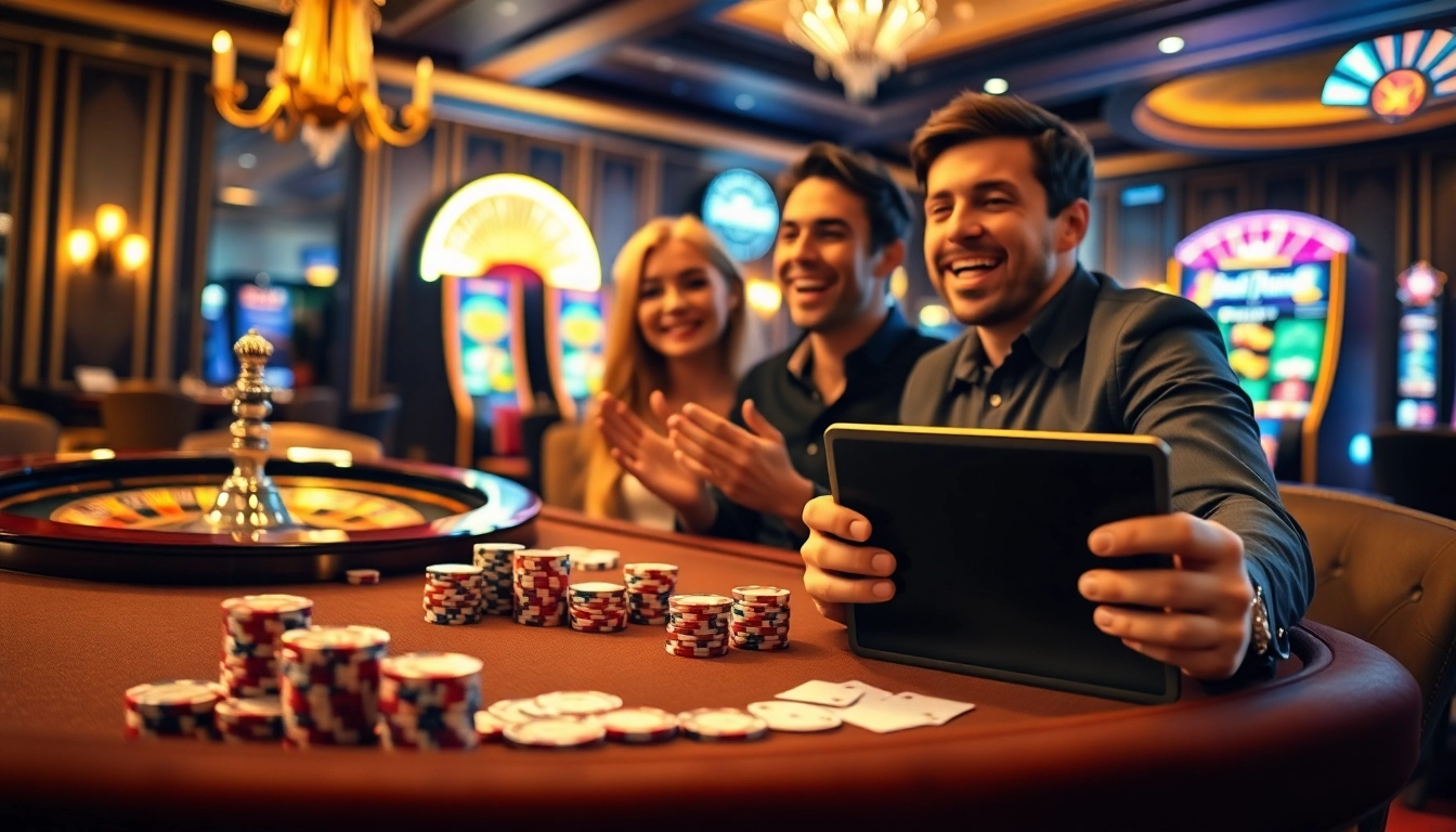 Experience the excitement of sepuhplay with vibrant casino elements and joyful players at the table.