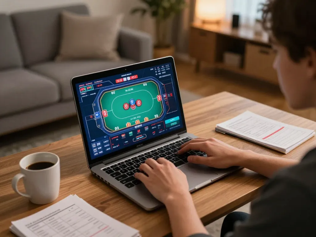 Engaging in online gaming strategies on uu88 platform, showcasing poker interface.