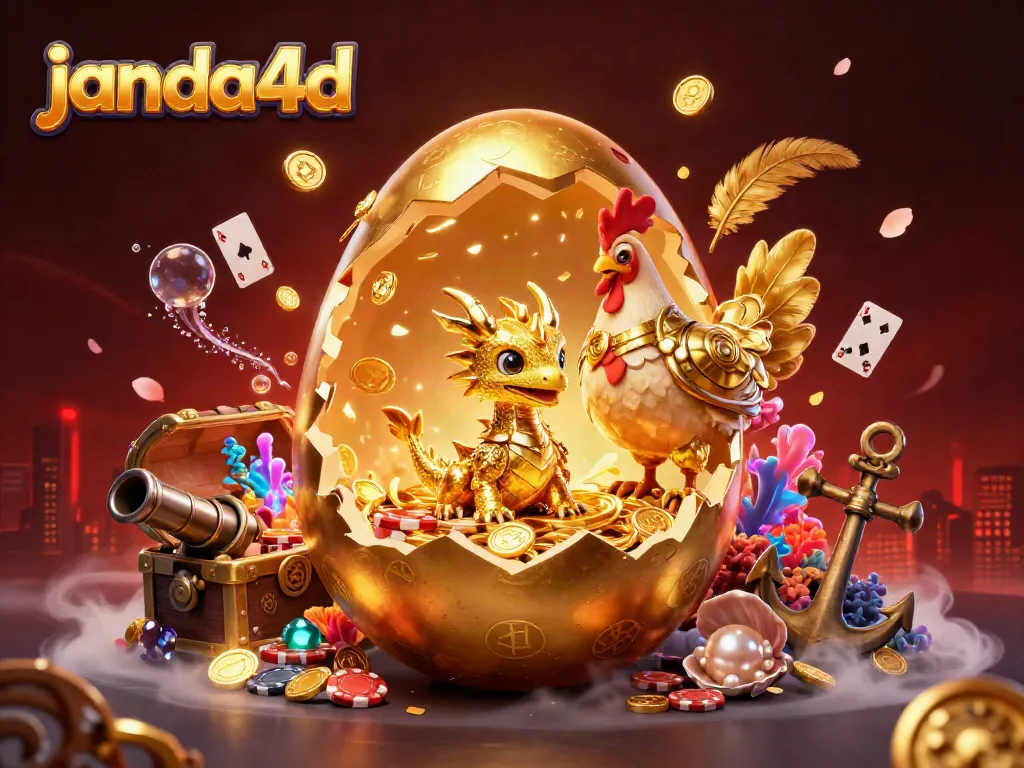 Gulungan jackpot terpesona oleh janda4d; naga emas mengintip dari dalam telur raksasa.