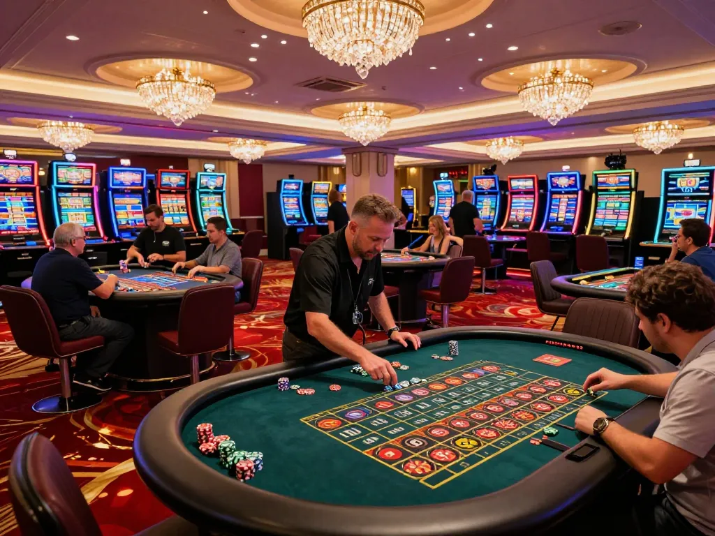 Ty le keo nha cai depicted on engaging roulette table in an upscale casino, capturing high-stakes gambling atmosphere.