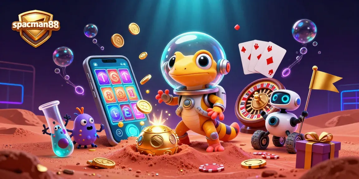Experience the thrill of spaceman88 with golden casino treasures and vibrant game elements.
