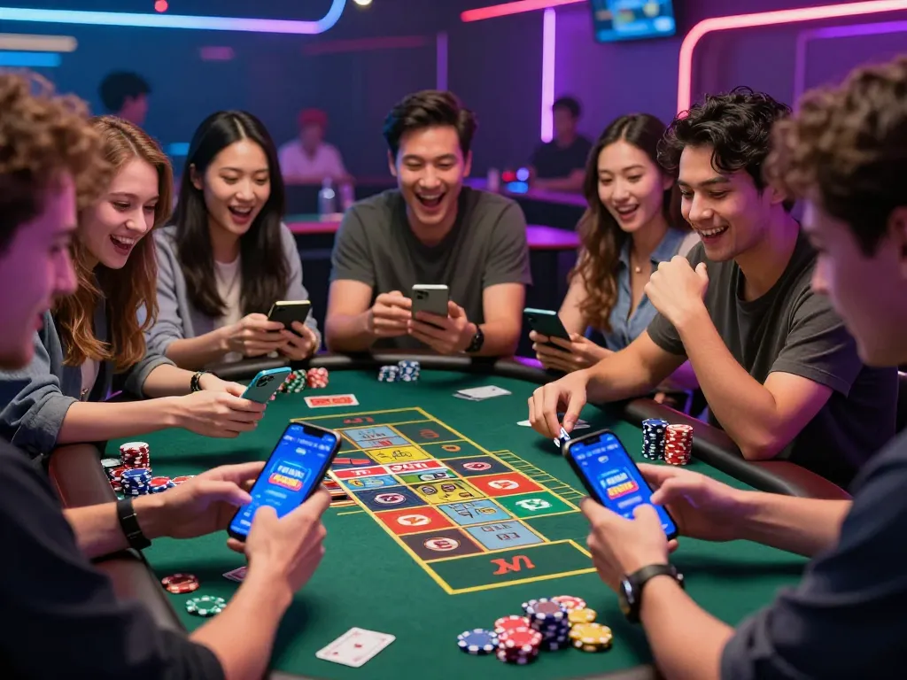 Exciting gaming scene featuring friends enjoying app tài xỉu sunwin in an engaging online gambling environment.