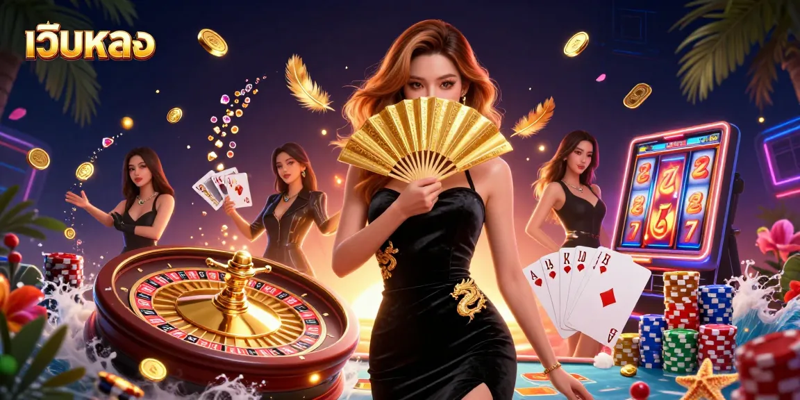 Experience thrilling เว็บตรง casino action with stunning visuals of a captivating Asian woman and dynamic game elements.