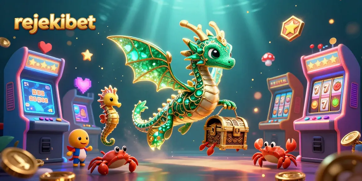 Engage with rejekibet's vibrant gaming experience featuring a dragon and treasure amid dynamic casino elements.