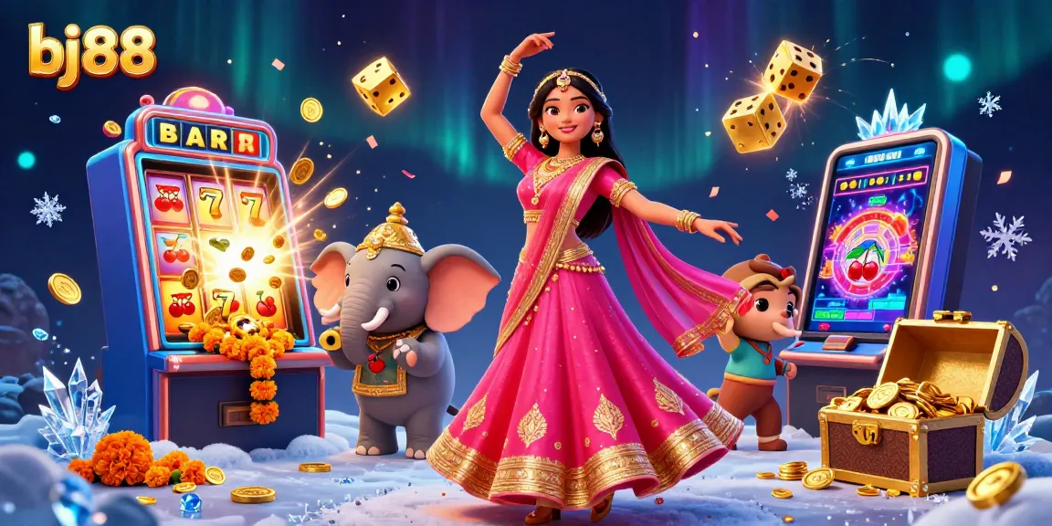 Experience exciting gambling adventures with bj88, featuring vibrant 3D characters and dynamic casino elements.