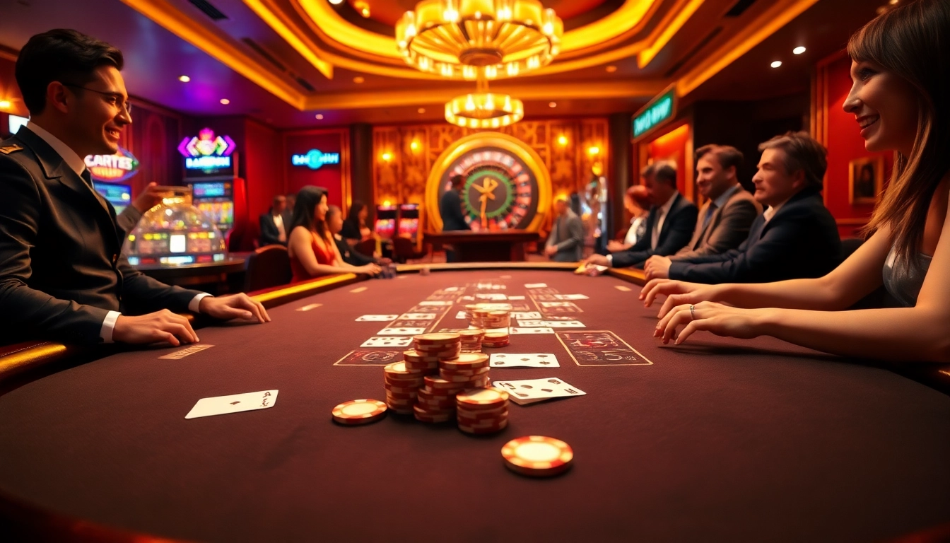 Players enjoying a thrilling blackjack game at 68win's luxurious casino table.