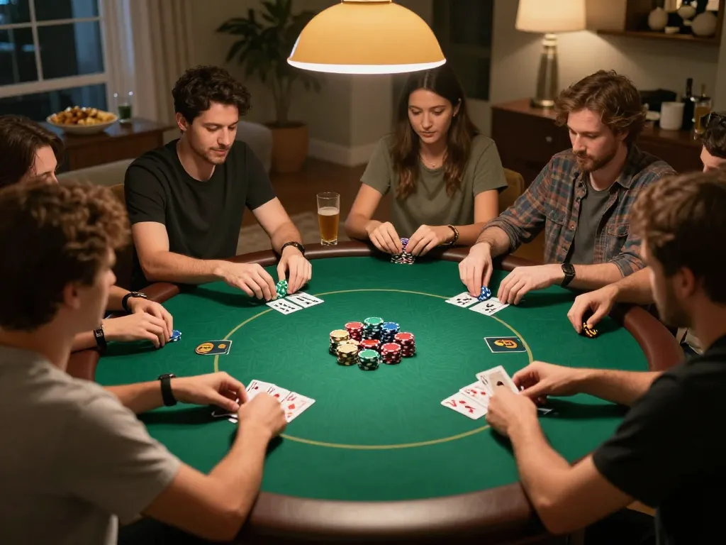 F168 poker night with friends showcasing strategy and excitement in a cozy home setting