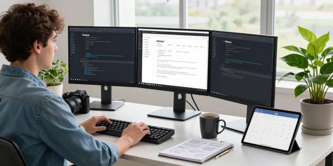 Moltbot in action at a developer's workstation, showcasing code interface and productivity tools.