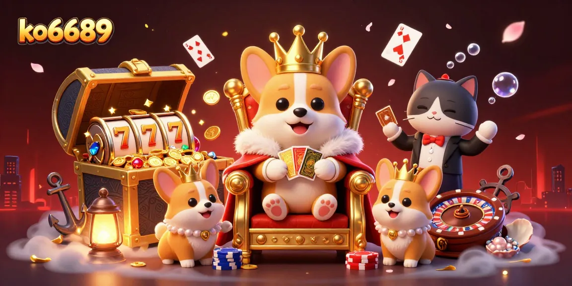 Experience thrilling gaming at ko6689 with vibrant casino elements in a fun 3D illustration