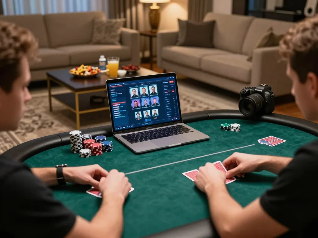 hb88 players engaged in a strategic online poker game with elegant ambiance