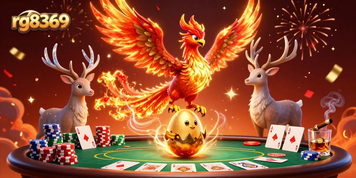 Experience the thrill at rg8369 with vibrant characters and dynamic gaming elements in an exciting casino scene.