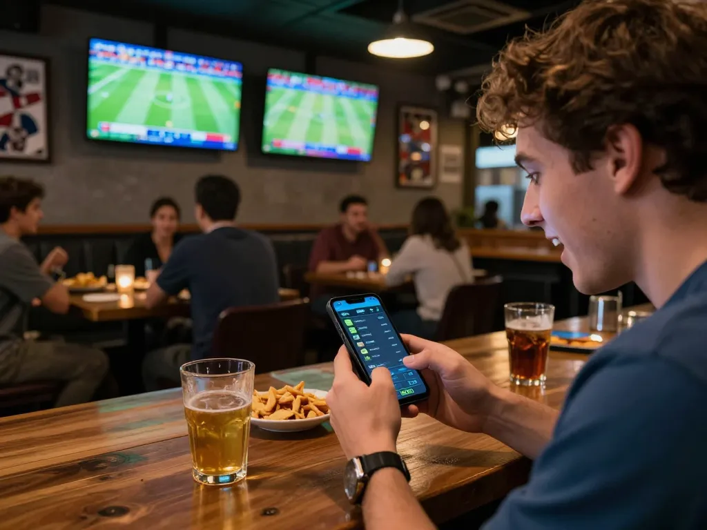 Tỷ Lệ Bóng Đá displayed on mobile app as sports bettor engages in live betting.